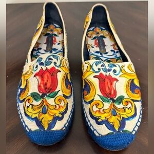 Dolce & Gabbana Floral Blue and Yellow Loafers